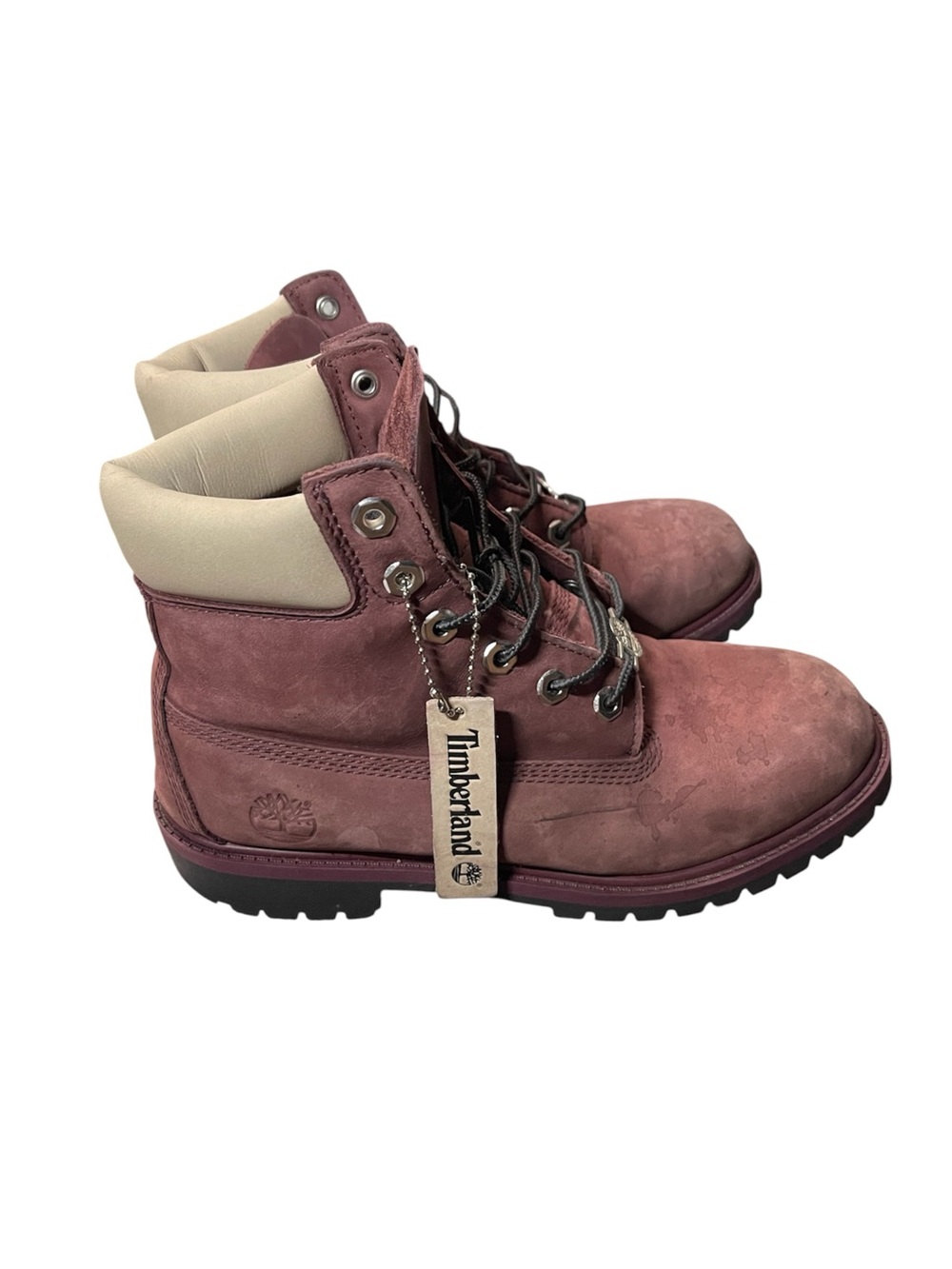 Timberland Rose Nubuck Lace-Up Hiking Boots with Cream Collar